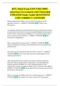 BYU Final Exam GOVT-041-S003&colon;  American Government and Citizenship  UPDATED Study Guide QUESTIONS  AND CORRECT ANSWERS 