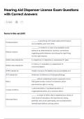 Hearing Aid Dispenser License Exam Questions with Correct Answers