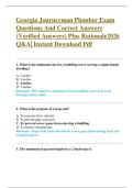 Georgia Journeyman Plumber Exam  Questions And Correct Answers  &lpar;Verified Answers&rpar; Plus Rationale2026  Q&A&vert; Instant Download Pdf 
