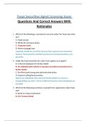 Texas Securities Agent Licensing Exam Questions And Correct Answers With Rationales