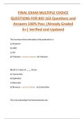 FINAL EXAM MULTIPLE CHOICE  QUESTIONS FOR BIO 163 Questions and  Answers 100&percnt; Pass &vert;Already Graded  A&plus;&vert; Verified and Updated 
