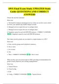 AWS Final Exam Study UPDATED Study  Guide QUESTIONS AND CORRECT  ANSWERS 