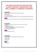EPA 608 EXAM QUIZ BANK 2023&sol;2024  LATEST UPDATE&excl;&excl; &lpar;QUESTIONS AND  100&percnt; CORRECT VERIFIED ANSWERS&rpar; 