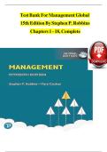 TEST BANK For Management Global&comma; 15th Edition By Stephen P&period; Robbins&comma; Verified Chapters 1 - 18&comma; Complete Newest Version