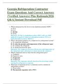Georgia Refrigeration Contractor  Exam Questions And Correct Answers  &lpar;Verified Answers&rpar; Plus Rationale2026  Q&A&vert; Instant Download Pdf  