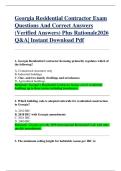 Georgia Residential Contractor Exam  Questions And Correct Answers  &lpar;Verified Answers&rpar; Plus Rationale2026  Q&A&vert; Instant Download Pdf  