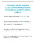 FTCE MIDDLE GRADES ENGLISH 5 9 Exam Questions And 100&percnt; Verified  Answers&vert; Latest 2026&sol; 2027 Update&vert;  Graded A&plus; 