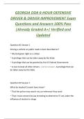 GEORGIA DDA 6-HOUR DEFENSIVE  DRIVER & DRIVER IMPROVEMENT Exam  Questions and Answers 100&percnt; Pass  &vert;Already Graded A&plus;&vert; Verified and  Updated