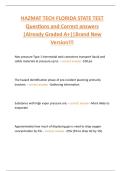 HAZMAT TECH FLORIDA STATE TEST  Questions and Correct answers  &vert;Already Graded A&plus;&vert;&vert;Brand New  Version&excl;&excl;&excl;