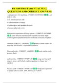 Bio 1105 Final Exam VT ACTUAL  QUESTIONS AND CORRECT ANSWERS - characteristics of living things - CORRECT ANSWERS   