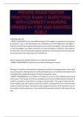 PRIVATE INVESTIGATOR PRACTICE EXAM V QUESTIONS WITH CORRECT ANSWERS GRADED