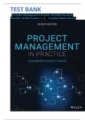 Test Bank For Project Management in Practice&comma; 7th Edition by Meredith & Shafer&comma; All 8 Chapters Covered and Verified &vert; ALL CHAPTERS &vert; LATEST UPDATE 