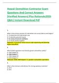 Hawaii Demolition Contractor Exam  Questions And Correct Answers  &lpar;Verified Answers&rpar; Plus Rationale2026  Q&A&vert; Instant Download Pdf  