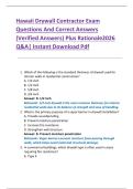 Hawaii Drywall Contractor Exam   Questions And Correct Answers   &lpar;Verified Answers&rpar; Plus Rationale2026   Q&A&vert; Instant Download Pdf  