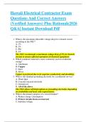Hawaii Electrical Contractor Exam  Questions And Correct Answers  &lpar;Verified Answers&rpar; Plus Rationale2026  Q&A&vert; Instant Download Pdf  