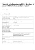 Wisconsin Auto Sales License EXAM Questions & Answers &vert; 100&percnt; Verified solutions &vert; Latest&excl;&excl;
