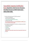 Texas Boiler Inspector Certification Exam Questions And Correct Answers &lpar;Verified Answers&rpar; With Rationales 2025&vert;2026 Q&A 