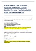 Hawaii Flooring Contractor Exam  Questions And Correct Answers  &lpar;Verified Answers&rpar; Plus Rationale2026  Q&A&vert; Instant Download Pdf 