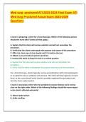 Med surg- proctored ATI 2023-2024 Final Exam ATI Med Surg Proctored Actual Exam 2023-2024 Questions