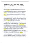 Real Estate Final Exam Guide Latest Questions 100&percnt; Correct Answers 2026