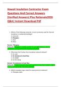 Hawaii Insulation Contractor Exam  Questions And Correct Answers  &lpar;Verified Answers&rpar; Plus Rationale2026  Q&A&vert; Instant Download Pdf 