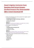 Hawaii Irrigation Contractor Exam  Questions And Correct Answers  &lpar;Verified Answers&rpar; Plus Rationale2026  Q&A&vert; Instant Download Pdf 