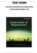 Essentials of Negotiation &lpar;4th Canadian Edition&comma; Roy Lewicki&rpar; Test Bank &ndash; Complete Exam Questions and Answers for Chapters 1&ndash;13
