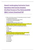 Hawaii Landscaping Contractor Exam  Questions And Correct Answers  &lpar;Verified Answers&rpar; Plus Rationale2026  Q&A&vert; Instant Download Pdf  