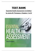 Test Bank &ndash; Essential Health Assessment &lpar;1st Edition&comma; Janice M&period; Thompson&rpar; &vert; Complete Chapters 1&ndash;22