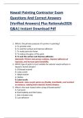 Hawaii Painting Contractor Exam  Questions And Correct Answers  &lpar;Verified Answers&rpar; Plus Rationale2026  Q&A&vert; Instant Download Pdf 