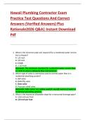 Hawaii Plumbing Contractor Exam  Practice Test Questions And Correct  Answers &lpar;Verified Answers&rpar; Plus  Rationale2026 Q&A&vert; Instant Download  Pdf 