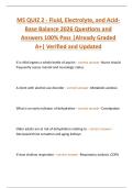 MS QUIZ 2 - Fluid&comma; Electrolyte&comma; and Acid Base Balance 2026 Questions and  Answers 100&percnt; Pass &vert;Already Graded  A&plus;&vert; Verified and Updated