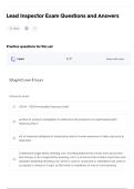 Lead Inspector Exam Questions and Answers