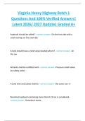 Virginia Heavy Highway Batch 1  Questions And 100&percnt; Verified Answers&vert;  Latest 2026&sol; 2027 Update&vert; Graded A&plus;