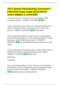 ATI Capstone Pharmacology assessment 1  UPDATED Study Guide QUESTIONS  AND CORRECT ANSWERS 