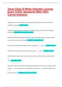 Texas Class D Water Operator License Exam TCEQ  Questions With 100&percnt; Correct Answers