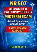 NR 507 Advanced Pathophysiology Midterm Exam&vert; Actual Questions and Answers Latest Updated 2026&sol;2027 &lpar;Graded A&plus;&rpar;