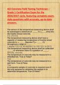 ACI Concrete Field Testing Technician &ndash;  Grade 1 Certification Exam for the  2026&sol;2027 cycle&comma; featuring complete exam style questions with accurate&comma; up-to-date  answers&period; 