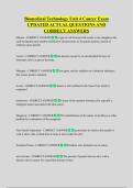 Biomedical Technology Unit 4 Cancer Exam  UPDATED ACTUAL QUESTIONS AND  CORRECT ANSWERS
