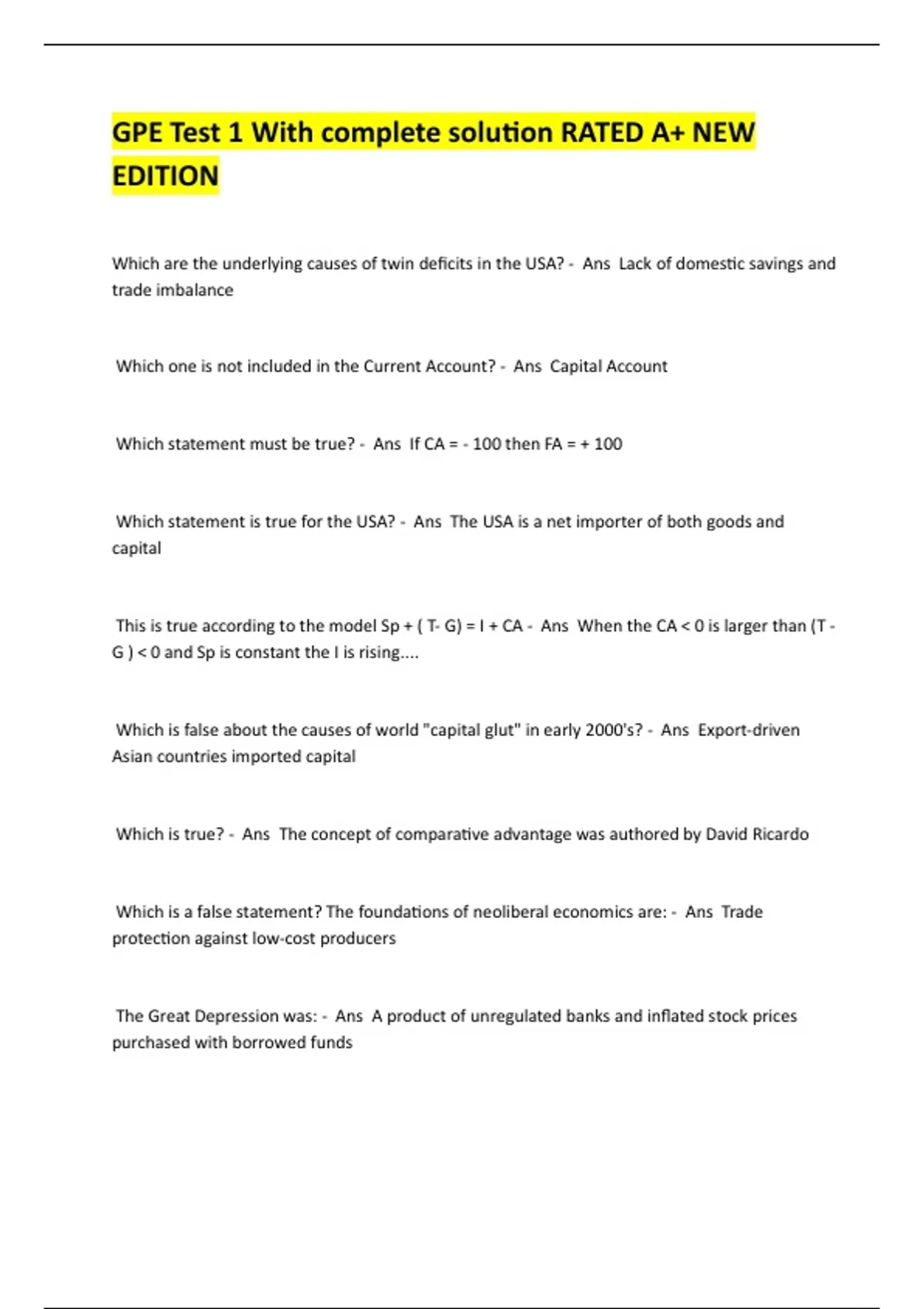 Gpe Solution GPE Test 1 With complete solution RATED A+ NEW EDITION - GPE - Stuvia US