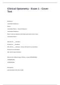 Clinical Optometry - Exam 1 - Cover Test Questions and Answers