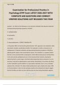 Examination for Professional Practice in Psychology-EPPP Exam LATEST 2026-2027 WITH COMPLETE 600 QUESTIONS AND CORRECT VERIFIED SOLUTIONS JUST RELEASED THIS YEAR