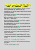 Texas Vehicle Inspector Exam UPDATED ACTUAL  QUESTIONS AND CORRECT ANSWERS
