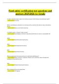 Food Safety Certification Test &ndash; Exam Questions and Answers 2025&ndash;2026 &vert; Comprehensive food handler and food protection study guide for an A&plus; grade