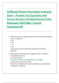 California Private Investigator Licensing Exam - Practice Test Questions And Correct Answers &lpar;Verified Answers&rpar; Plus Rationales 2025 &vert; 2026 Q&A &vert; Instant Download Pdf