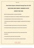 Real Estate Express Colorado Closings Exam ALL 250 QUESTIONS AND CORRECT ANSWERS LATEST UPDATE THIS YEAR