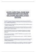 ACUTE CARE FINAL EXAM QUIZ  QUESTIONS WITH ACCURATE  SOLUTIONS 2025-2026&lpar; LATEST  EDITION&rpar;