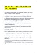 BIO 107 FINAL EXAM QUESTIONS AND ANSWERS 