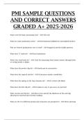 PMI SAMPLE QUESTIONS AND CORRECT ANSWERS GRADED A&plus;