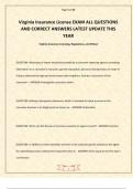 Virginia Insurance License EXAM ALL QUESTIONS AND CORRECT ANSWERS LATEST UPDATE THIS YEAR